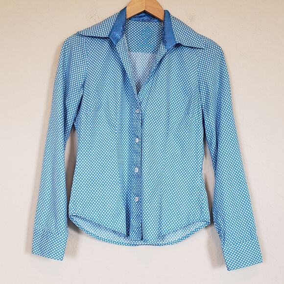 English Laundry Mini Daisy Button Down Shirt Women's 2 Light Blue Office Work - Picture 1 of 10